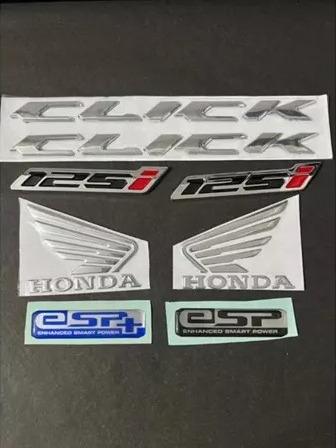 Logo Paket Emblem Click Clik Chrome Silver Bahan ABS Tebal Bagus Satu Set Bisa satuan 1