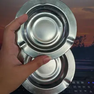 Asbak Stainless Minimalis Model Bulat Uk 12cm Wadah Logam Tahan Lama untuk Ruang Tamu