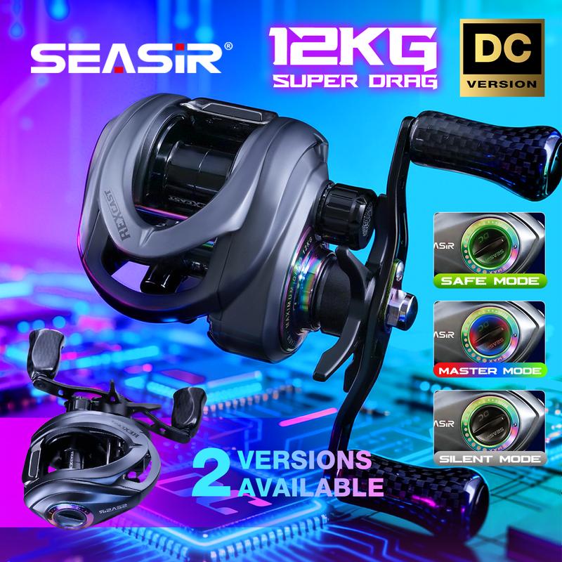  Máy câu ngang Seasir Rexcast DC với 3 chế độ điều khiển kỹ thuật số tầm xa ném baitcasting lực kéo tối đa 12kg vòng carbon bánh răng đồng thau tỷ số truyền 7.3:1 6+1 ổ bi phù hợp cho cả nước ngọt và mặn 