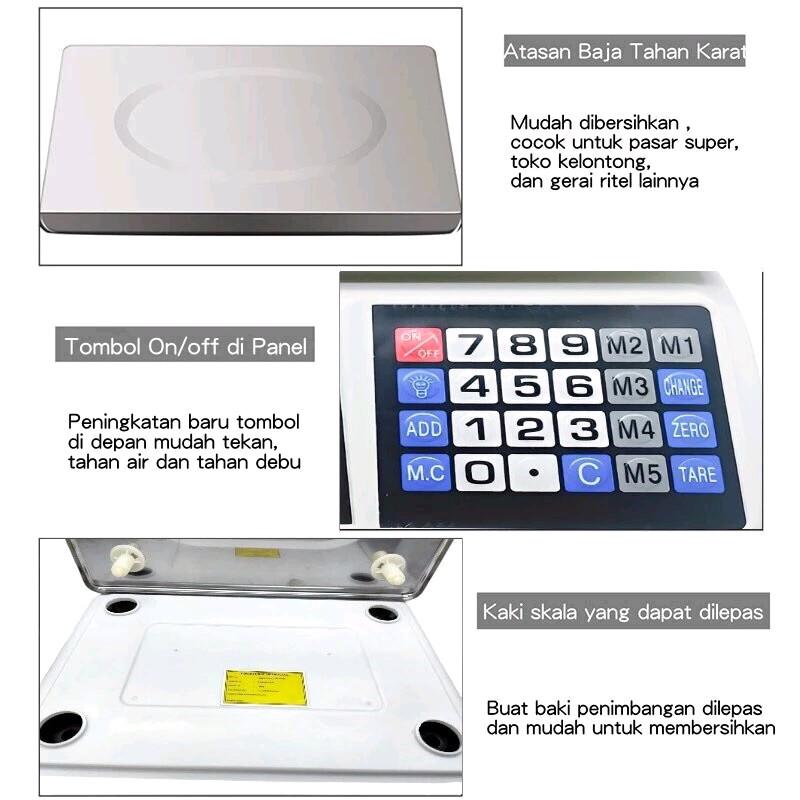 QME Timbangan 40kg Buah Dan Sayur Digital Computing scale double Display Price - alat Multifungsi 2in1 Portable 3