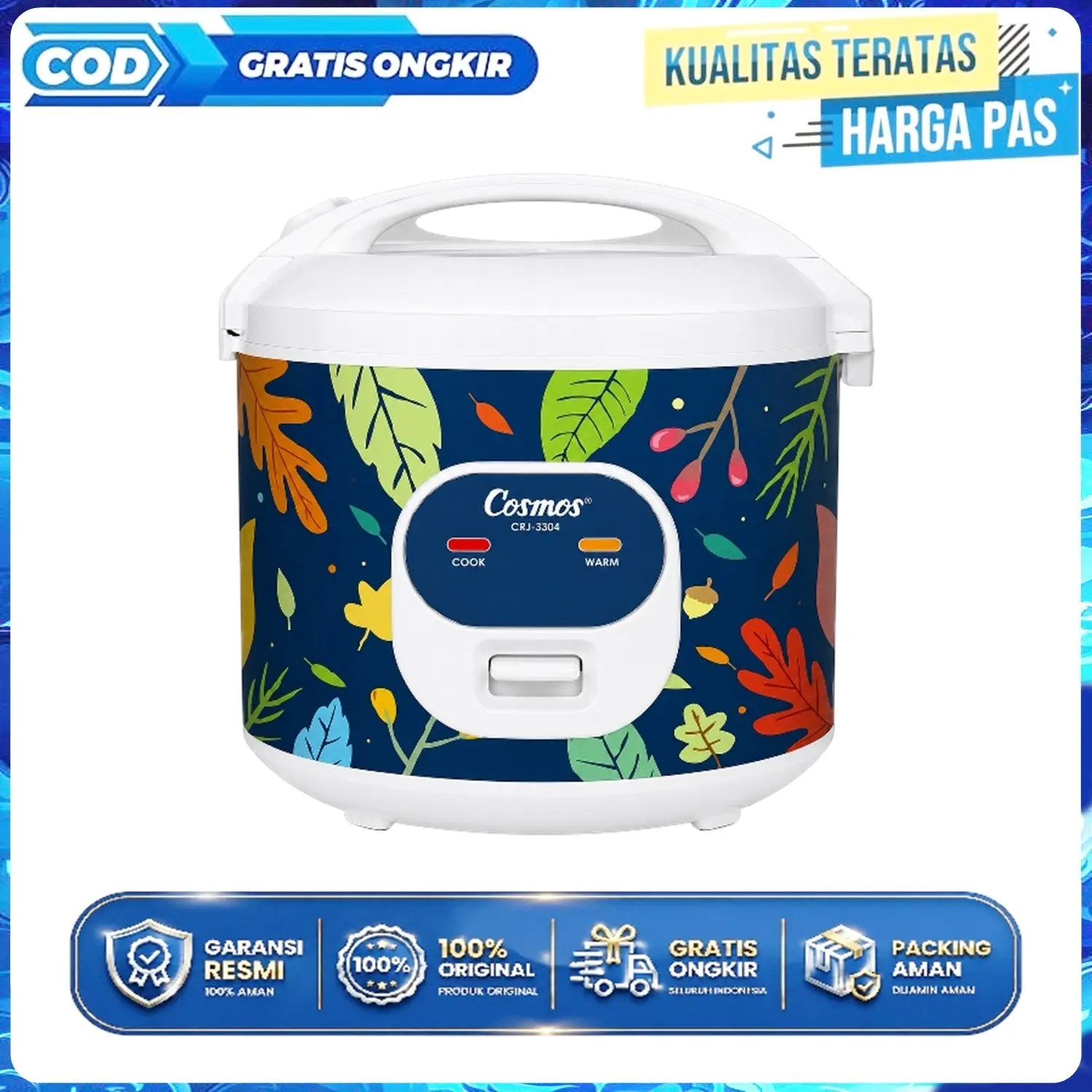 COSMOS CRJ3306 Rice Cooker Kapasitas 1.8 Liter 3in1 Anti Lengket Bergansi Resmi