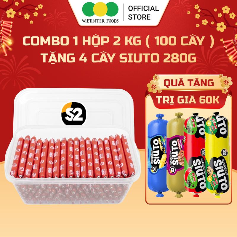 Tặng 4 Xúc Xích Siuto Combo 100 Cây Xúc Xích Heo Ngon Dinh Dưỡng Tiệt Trùng S2 Vietinter Foods
