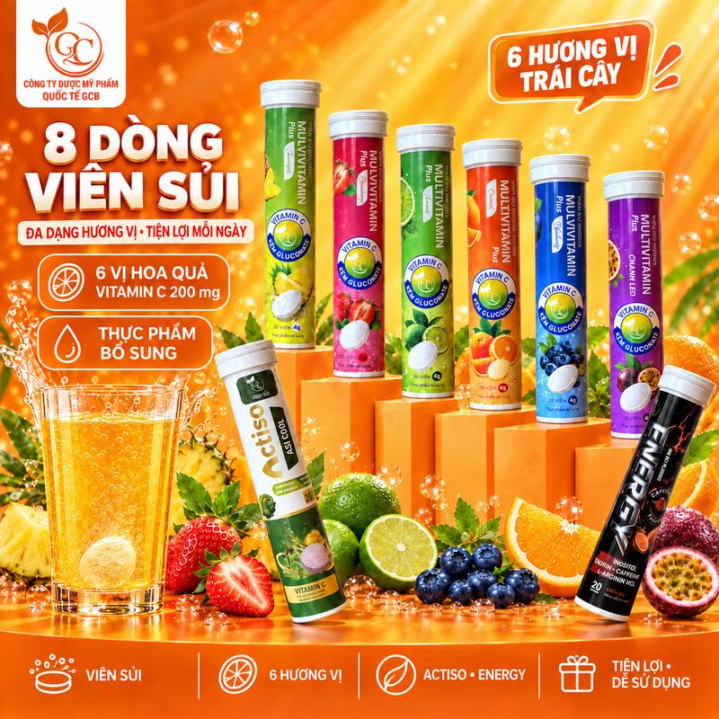 VIÊN SỦI VC VITAMIN C 200MG + KẼM GLUCONAT, SỦI TĂNG LỰC VÀ SỦI ACTISO