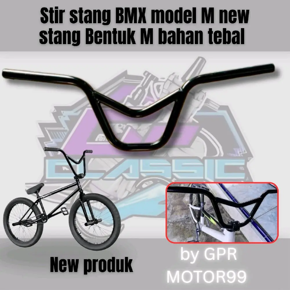 stang stir sepeda bmx model M stir bmx model M bahan besi tebal