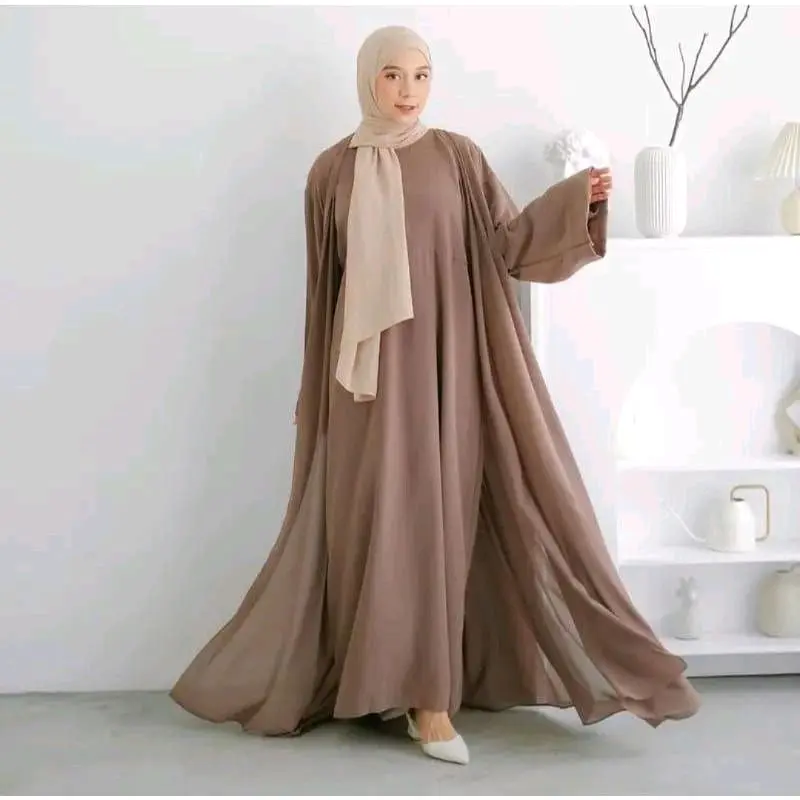 TERLARIS GAMIS ABAYA SAR'I ABAYA SET OUTER VIRAL 2in1 Gamis Dan Outer Bahan Ceruty Babydoll Gamis Muslimah Terbaru Kekinian By You Glow Fashion