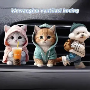 Parfum ventilasi udara mobil kucing lucu/hiasan mobil kucing akrilik/hiasan aromaterapi mobil Car