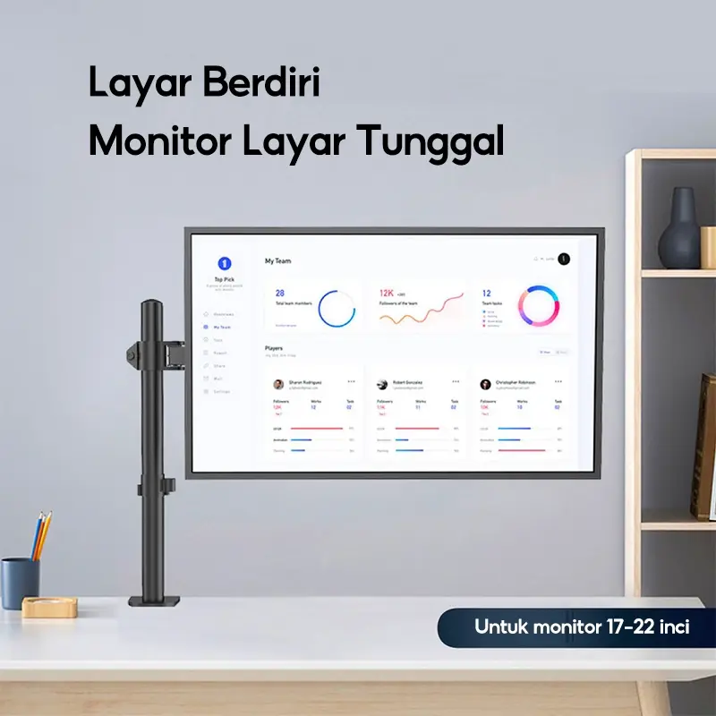 Monitor stand bracket monitor 17"-32" single monitor stand ARM Mount Desk Stand Desk Mount monitor stand Braket Hitam  Computer Bahan logam, kualitas tinggi, penggantian kerusakan. Aksesoris Laptop Komputer 1