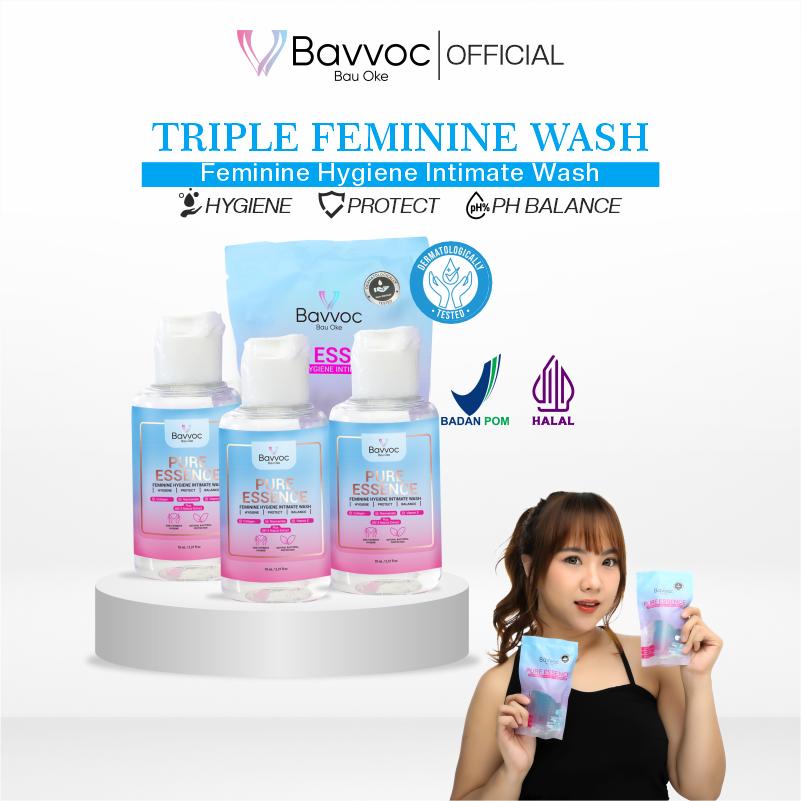BAVVOC 3 Pcs Pure Essence Feminine Hygiene Wash Sabun Pembersih Kewanitaan Ekstrak Propolis Manjakani dan Niacinamide I BPOM