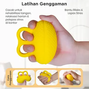 Bola Latihan Genggaman Tangan dengan Penahan Jari | Hand Therapy Massage Stress Grip Ball Anti Selip & Elastis