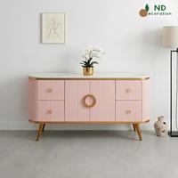 Gambar ND Decoration - Credenza Meja Aesthetic Minimalis Multifungsi Serbaguna Lemari Bufet TV Modern - Putih 180cm, Dengan Lampu LED dari ND Decoration Kab. Bogor 1 Tokopedia