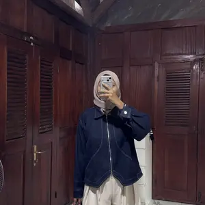 Syira Jeans Crop Top Zipper Denim Wanita Atasan Jumbo Premium Jaket