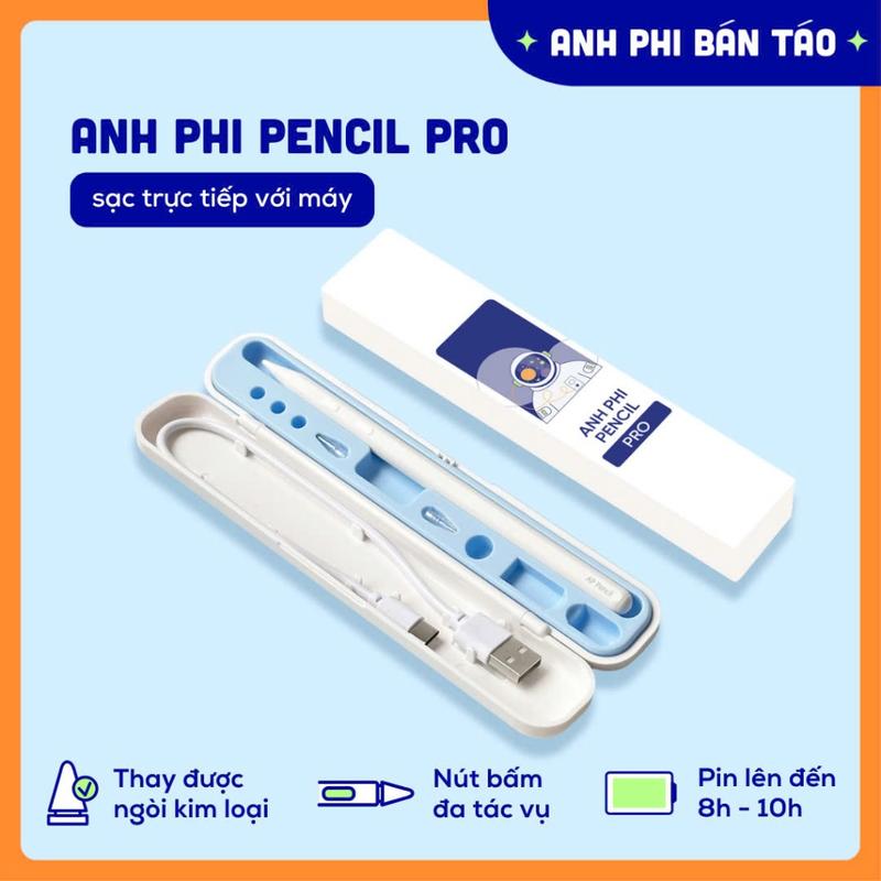 [NEW 2025] Bút Cảm Ứng Anh Phi Pencil Pro Cho Máy Tính Bảng Có Tỳ Đè Có Sạc Với Máy
