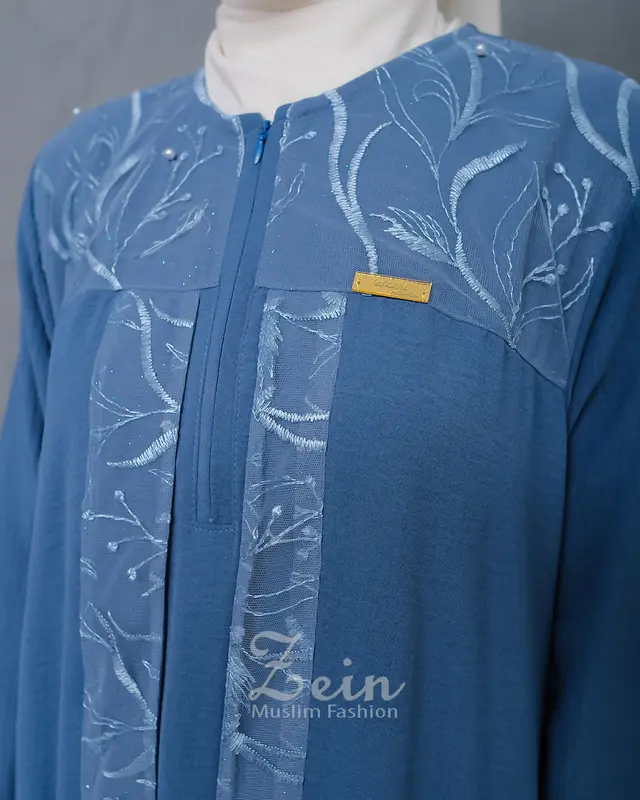 Gamis Mix Brukat Crinkle Airflow Premium Baju Dress Wanita Muslim Dewasa Remaja Kondangan Elegan Mewah Syar'i Terbaru Viral Kekinian Biru Hitam Mutiara Panjang Layer Simple 6