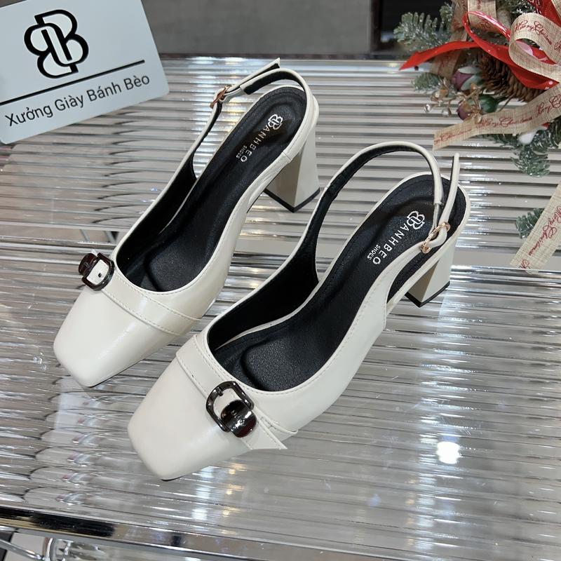 Giày Cao Gót Nữ Bít Mũi Vuông chất da mềm lì sang trọng, thanh thoát, công sở cao 5P và 7P Xưởng Giày Bánh Bèo SandalBeltVUONG