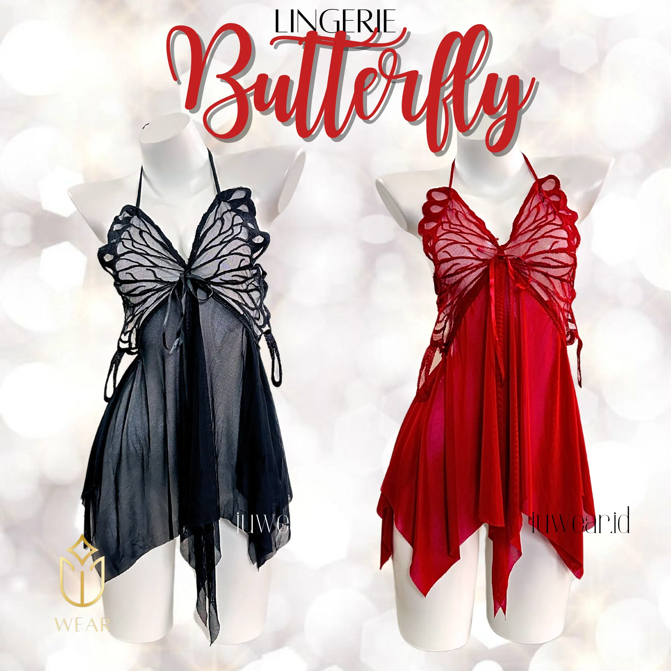 LINGERIE BUTTERFLY / GAUN MALAM RENDA WANITA / BAJU TIDUR