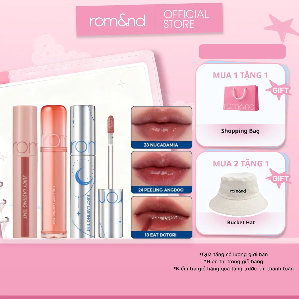 Son Tint Lì Trang Điểm Hàn Quốc Romand The Juicy Lasting Tint Cosmetic Son Môi Mỹ Phẩm
