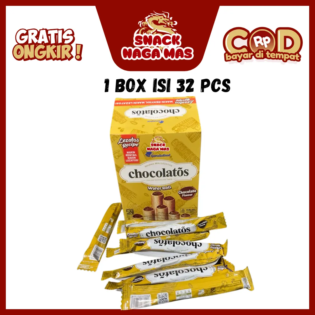 GERY CHOCOLATOS WAFER COKELAT STICK 500 [1 BOX ISI 32 PCS]