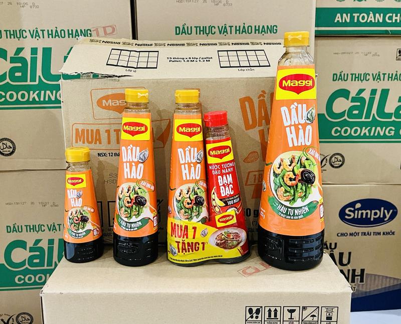 CHAI 350G TẶNG CHAI NƯỚC TƯƠNG ĐẬM ĐẶC 200ML Dầu hào Maggi chai 150-350-820g