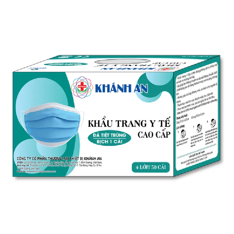 Hộp 50 cái khẩu trang y tế chính hãng KHÁNH AN 4 lớp tiệt trùng bịch 1 cái 7