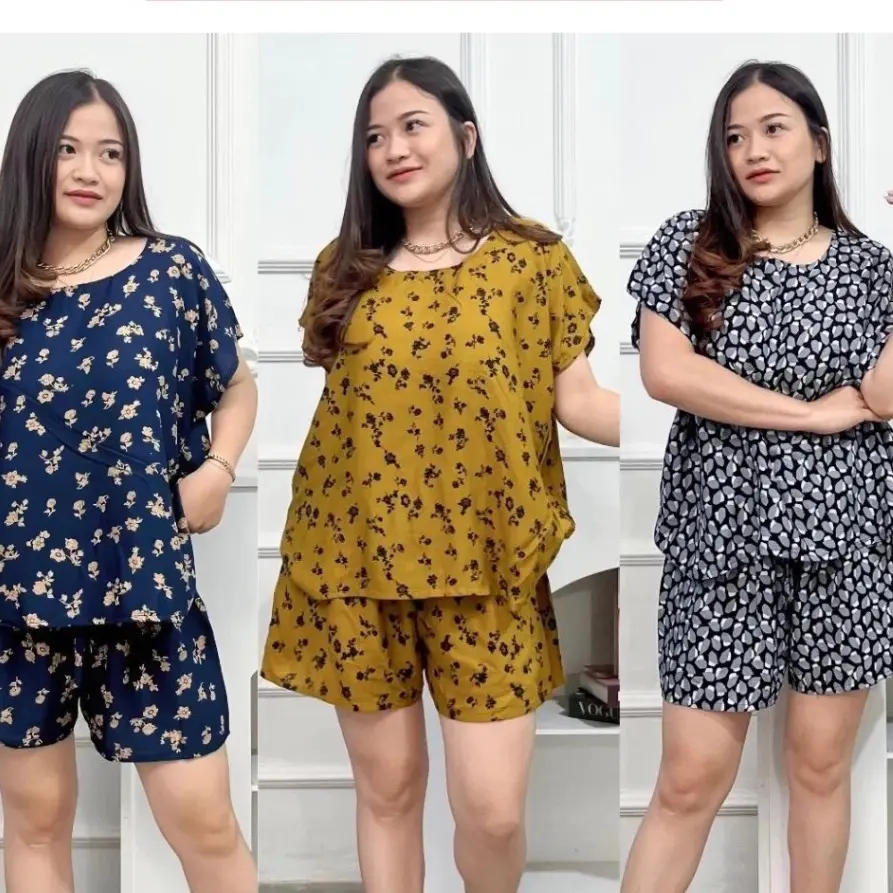 3 PCS  SET PENDEK Baby doll allsize bigsize JUMBO motif leopard macan  Lengan pendek