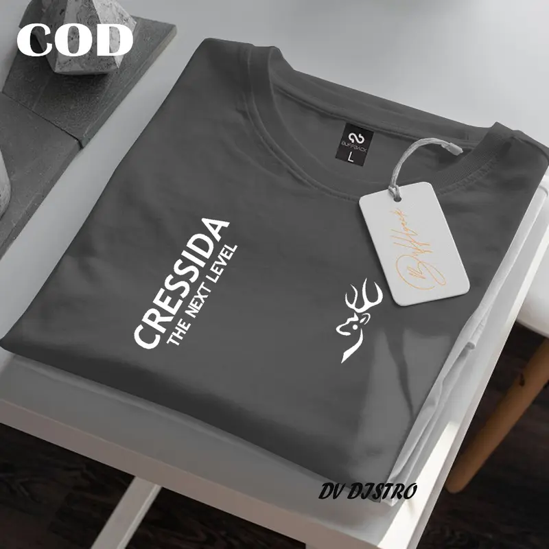 COD !!! Baju Kaos Distro Cressida Premium Kirka Text Putih Premium Quality Kaos Cotton Combed 30s Keren Lengan Pendek T-Shrit Koas Unisex Pria/Wanita 5