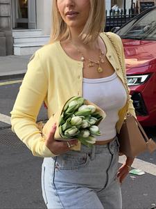 Top corto de mujer acanalado de color sólido con botones y mangas largas, top de camiseta ajustado de cuello redondo y un solo botón, elegante blusa para fiestas, citas, vacaciones y uso diario, tops de cárdigan para damas para primavera, otoño e invierno