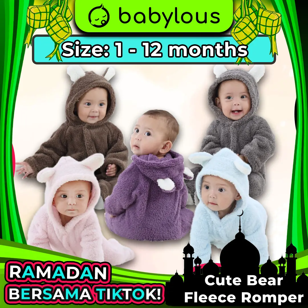 BABYLOUS Newborn Coral Fleece Comfortable Baby Romper Baju Bayi Perempuan Bayi Lelaki Jumpsuit Baby Infant Long Sleeve Rompers Baby Girls Baby Boys Clothing Baby Shirt Boy Girl