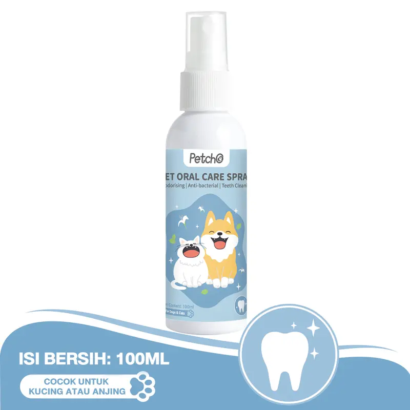 Petcho Semprotan Oral Hewan Peliharaan Obat Kumur Kucing Penyegar Napas Kucing Semprotan Penyegar Napas Anjing Membasmi Bakteri Hilangkan Bau 100ML 7