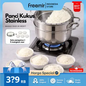 [NEW] freemir Panci Kukus Masak Nasi 25 Menit Stainless Steel Serbaguna Double Bottom Lebih Tebal Perebus Anti Karat Kapasitas Besar Kitchenware Kukusan Pangsit Rebus Siomay Dimsum dandang