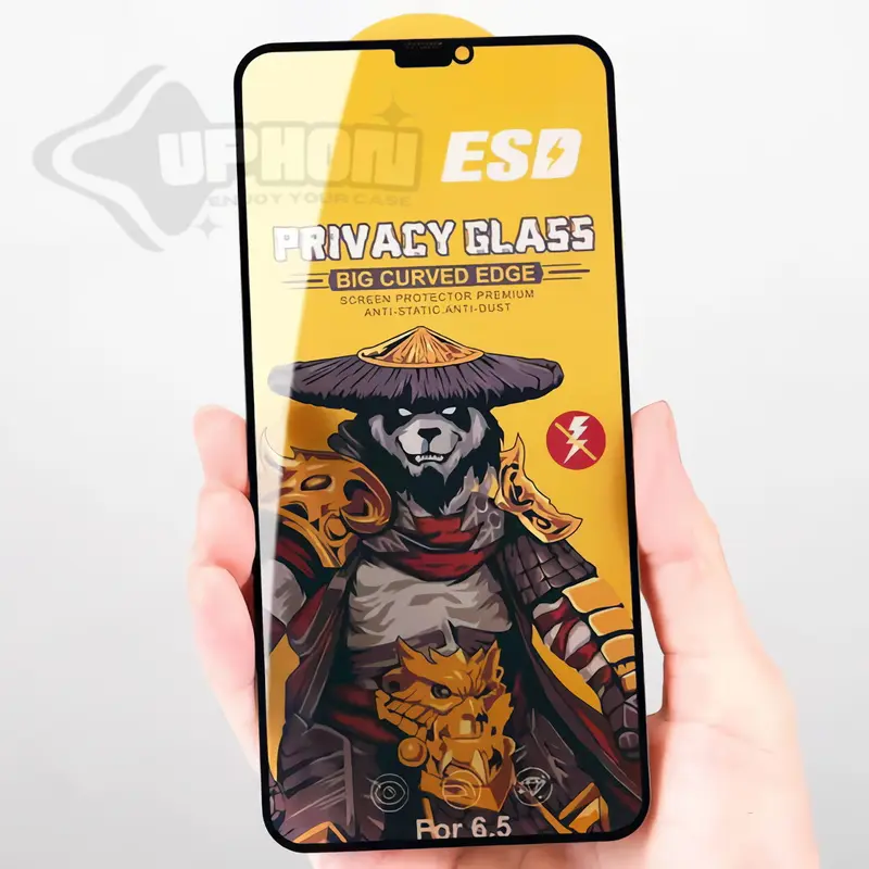 Tempered Glass Anti Spy Panda ESD Super Glass Glossy Hitam Full Screen For Samsung - uphon - Privacy 6