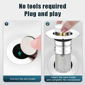 Pop Up Wastafel Afur Kepala Sifon Wastafel Cuci Tangan Stainless Penutup Saringan Wastafel Tbk