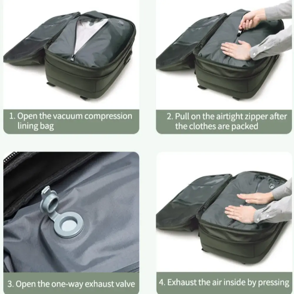 60L Air Vacuum Backpack with Wheels for Travel Airback Expandable Pack  Backpack Anti Teft 17.3 inch Laptop Bag Flight Approved Carry on Luggage  Organizer - TikTok Shop Singapore