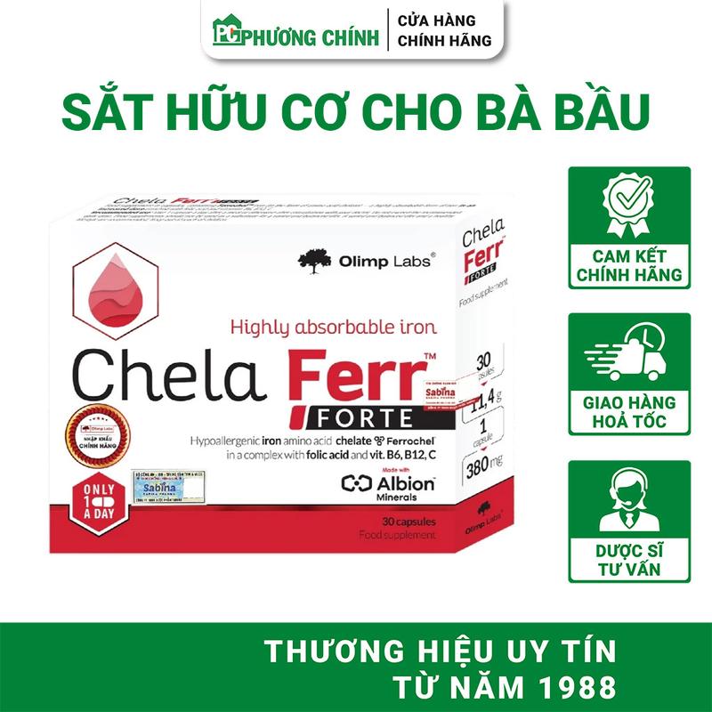 Sắt Hữu Cơ Cho Bà Bầu Chela Ferr Forte Giúp Giảm Nguy Cơ Thiếu Máu Do Thiếu Sắt 30 Viên/Hộp