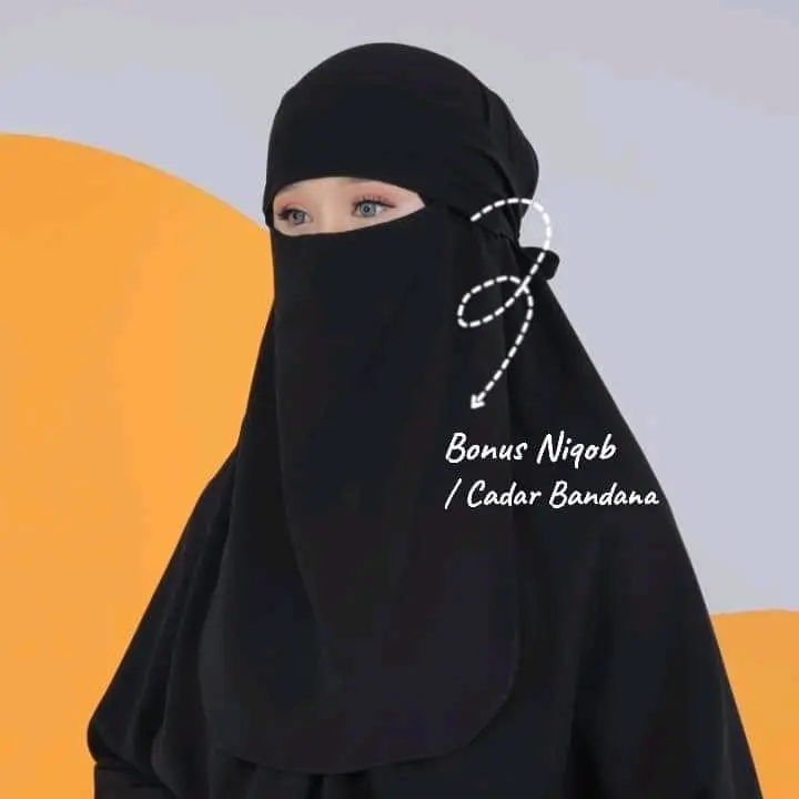 KHIMAR NON PED WARNA HITAM SIZE JUMBO BAHAN JETBLACK PREMIUM