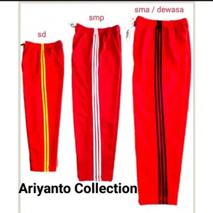 Celana Training Panjang Merah All Size/ SD S / SMP M Standar L / SMA Dewasa XL / Extra Jumbo XXL Murah