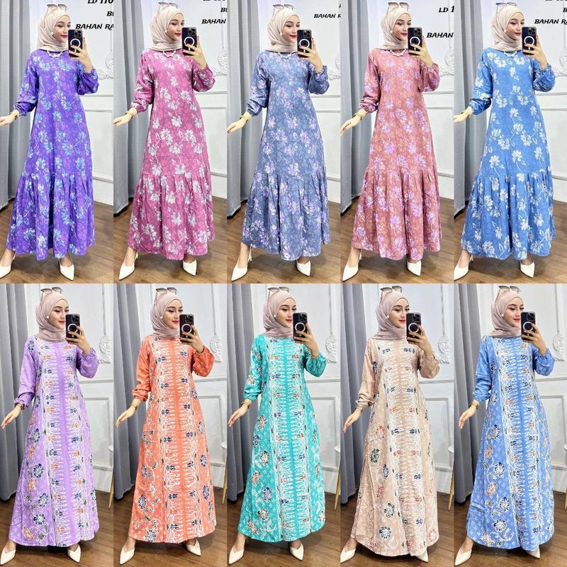 Product Introduction of Gamis Cap - Batik Multi Colour Bahan Rayon Super Jumbo Gamis Kekinian By Batik Cincaro muslim Wanita gaun lebaran kaftan crinkle maxi satin twill vanya hitam 《m》 • black baju brokat kondangan 2024 exclusive Premium 43