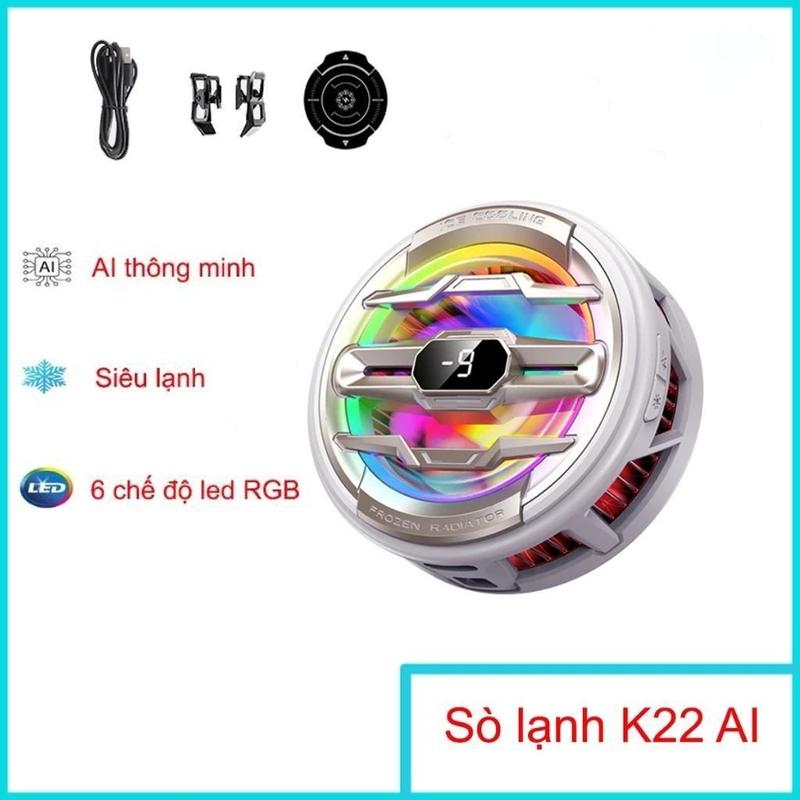 Sò Lạnh K22 AI - Quạt Tản Nhiệt Điện Thoại Công suất cao Chế Độ AI 6 chế độ đèn Led - BH 3 Tháng 1 Đổi 1 - PAP STORE