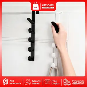 Van_furni/Gantungan Pintu Lemari Baju 5 Kait/Hanger Gantung Pakaian Topi Tas Serbaguna/Hangers Pegs