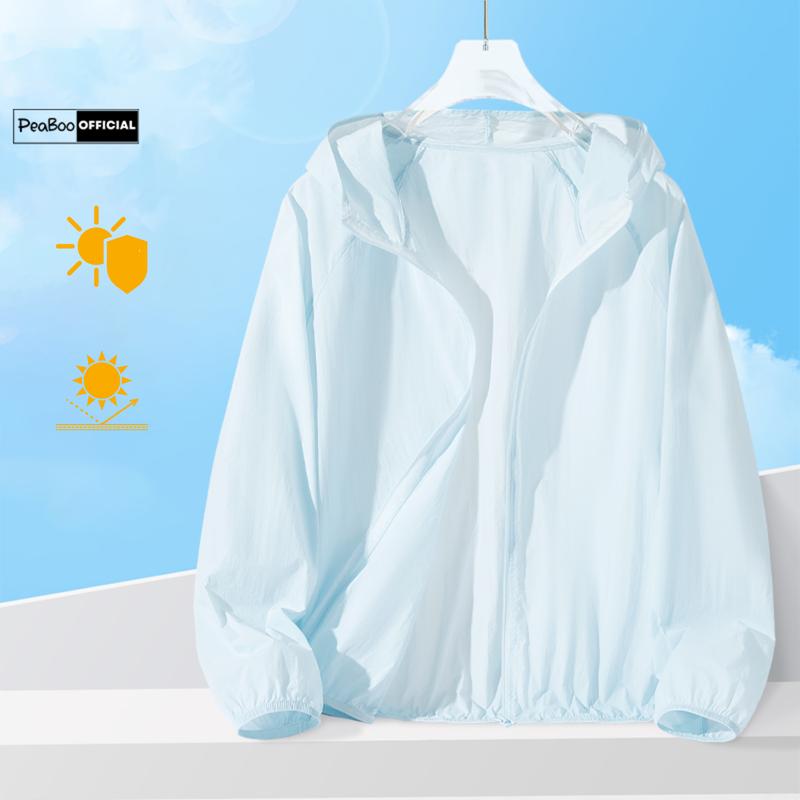 Áo Khoác Gió Nhăn, Áo Gió 1 Lớp Nam Nữ By Peaboo Mã Trơn Basic Chống Nắng Thoáng Mát Có Mũ Form Rộng
