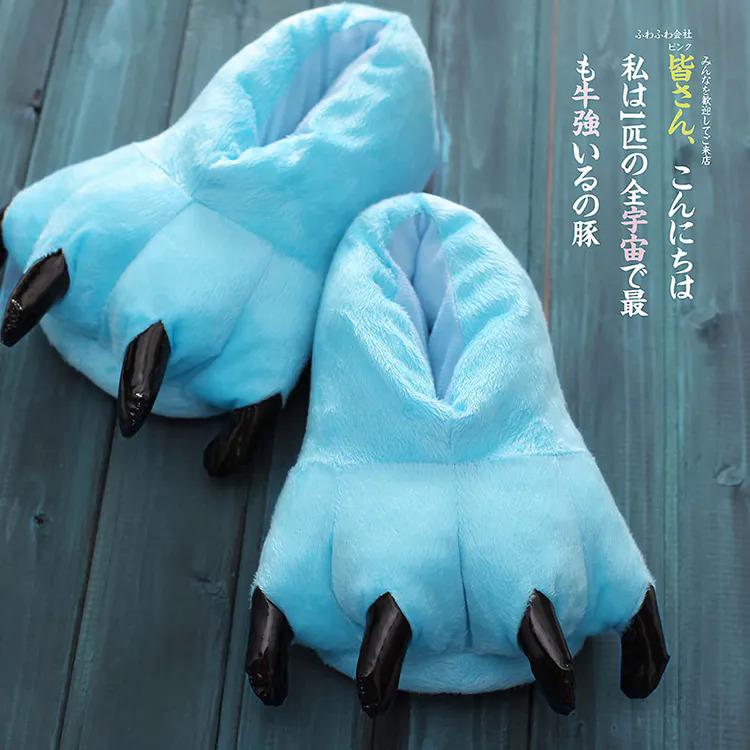 Product Introduction of Cartoon Animal Shoes Paw Shoes Autumn and Winter Lovers Bag with Warm Shoes Men and Women Children Monster Home Shoes 9