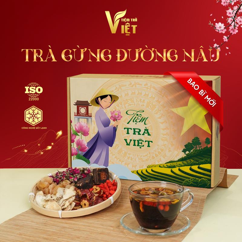  Trà Gừng Đường Nâu 6 Vị - Bổ khí huyết giữ ấm cơ thể - Tiệm Trà Việt - 30 gói 