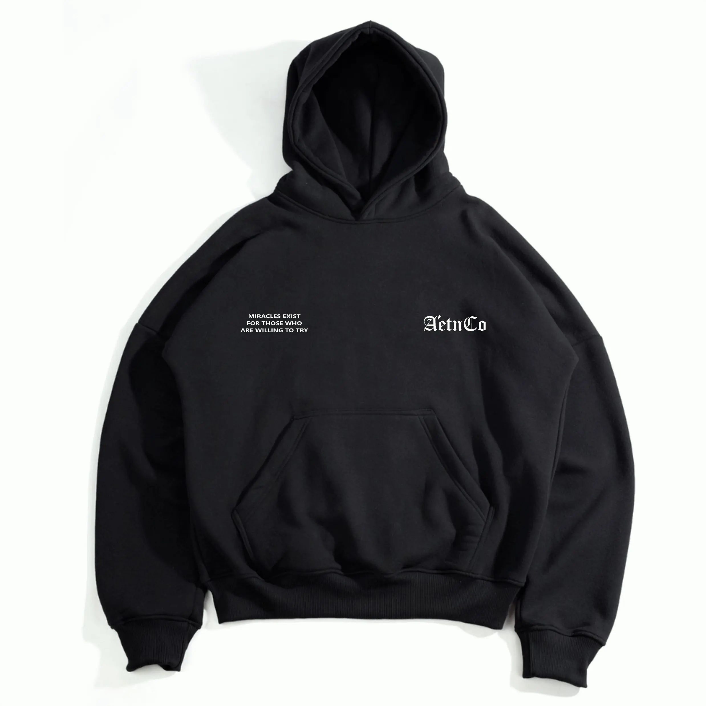 Hoodie Boxy Starboy Miracles Black 300gsm Reflektif | SABLON NYALA | AETN