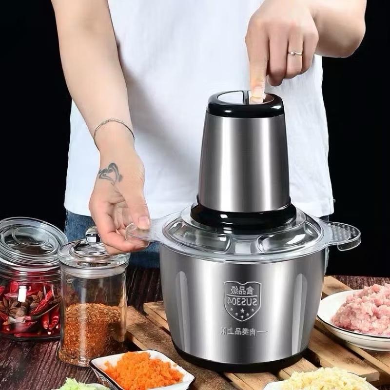 Máy xay thịt cối inox 304 4 lưỡi đa năng công suất 250w, máy xay bear mini cầm tay