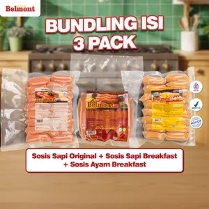 [BUNDLING 3 PACK] Sosis Sapi Original + Sosis Ayam Breakfast + Sosis Sapi Breakfast Grand Belmont Premium
