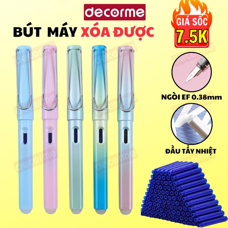 Bút máy xóa được vỏ loang Decorme ngòi EF 0.38mm Bút máy bôi xóa được mực xanh đen viết trơn mượt dùng ống mực hoặc bơm mực bút máy luyện chữ đẹp cho học sinh