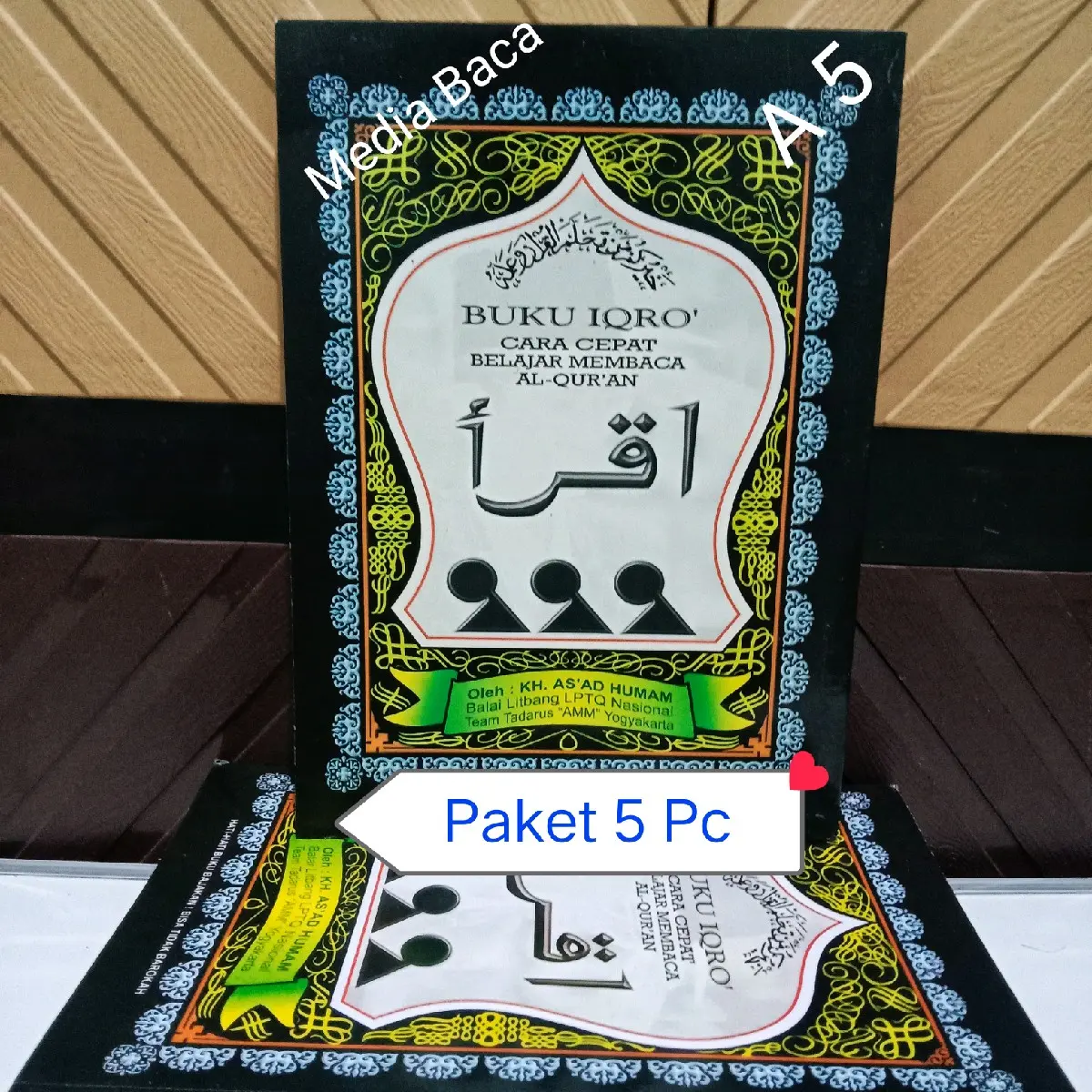 Paket 5 Pc Buku Iqro Jilid 1 sd 6 Kertas Cd Uk 21 x 15 Cm / Buku IQRO' Cara Cepat Belajar Membaca Al Quran