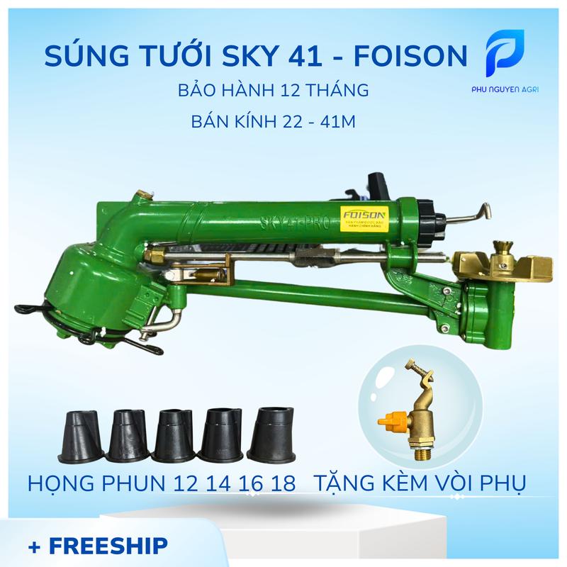  Béc Tưới SKY41 FOISON Vòi Phun Bán Kính 22-41 Mét Tưới Cây Cà Phê Cây Công Nghiệp Họng Phun 10-20mm Bảo Hành 12 Tháng Freeship 