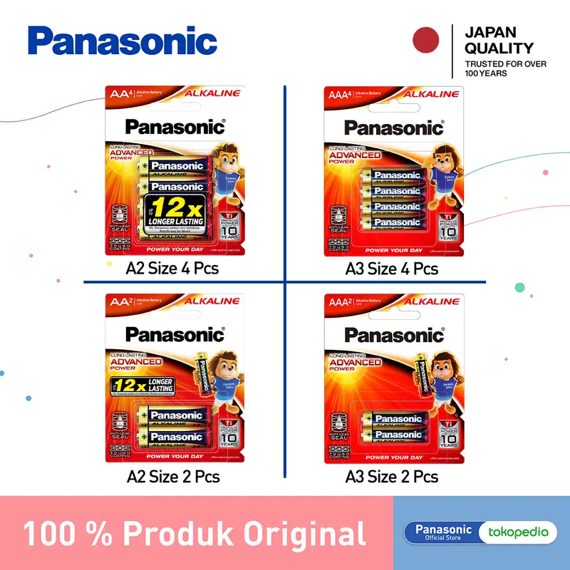 Panasonic Baterai Alkaline AA (A2) / AAA (A3) Battery Alkaline LR6T/2B-B / LR03T/2B-B 2Pcs 0