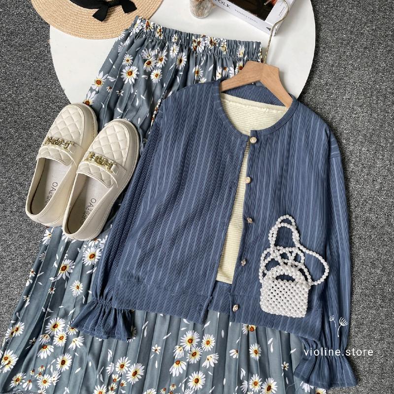 Violine store - ONESET SETELAN WANITA SETELAN ROK PANJANG CEWE KEKINIAN CARDI KNIT HORNET PREMIUM & ROK PLISKET MOTIF BUNGA ONESET LUCU KOREAN OUTFIT STYLE KEKINIAN REMAJA OUTFIT HEALING MURAH KEKINIAN  ONESET CAKEP WANITA MASA KINI STYLE 2025 6