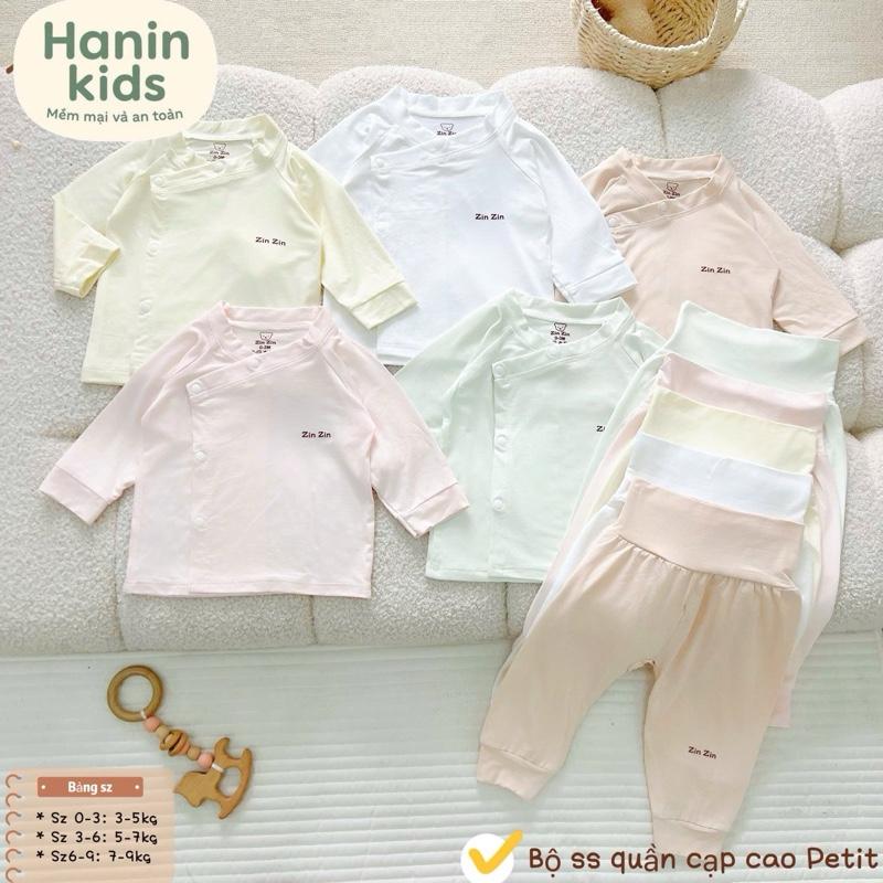 Combo 2/3 bộ dài tay sơ sinh vải bamboo petit cao cấp nền màu pastel dễ thương,…